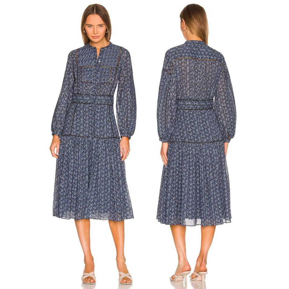 Joie Charmesse Midi Dress Cotton Wedding Guest Cottagecore Party Formal S